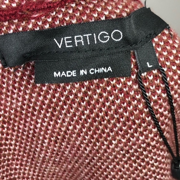 𝅺Vertigo poppy intarsia burgundy & white floral hooded cardi sweater coa… - Picture 7 of 15